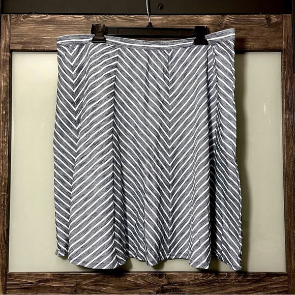 Talbots Dresses & Skirts - Talbots Navy & Light Blue Chevron A-Line Skirt Nautical Size 2Xp Coastal Grandma